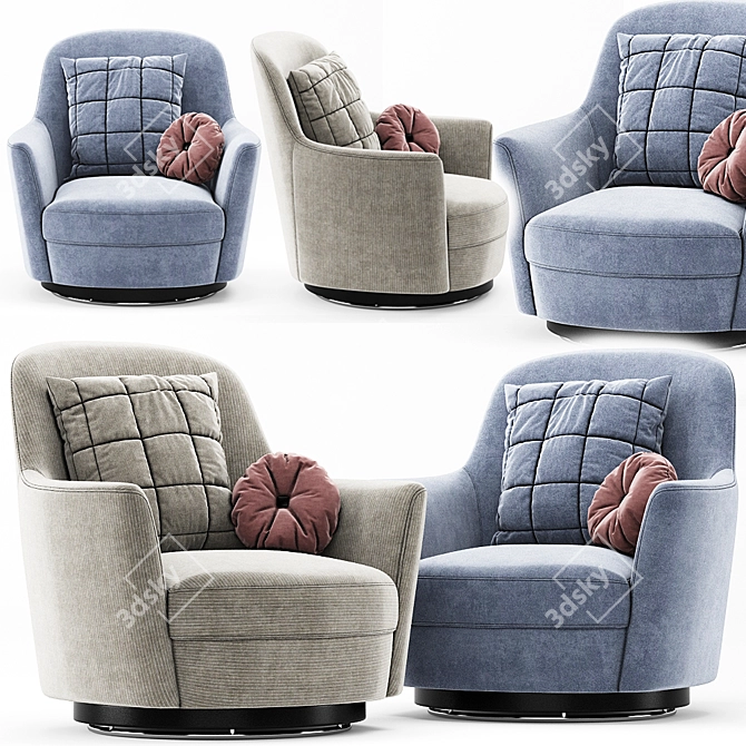 Larkin Swivel Armchair: Style and Comfort Combined 3D model image 1