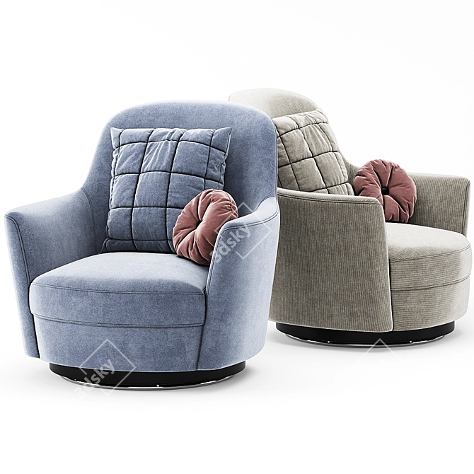 Larkin Swivel Armchair: Style and Comfort Combined 3D model image 2