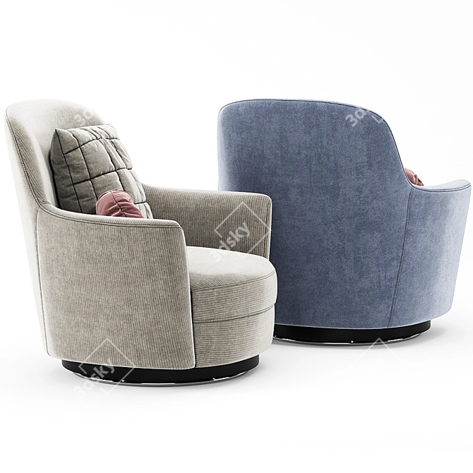 Larkin Swivel Armchair: Style and Comfort Combined 3D model image 3