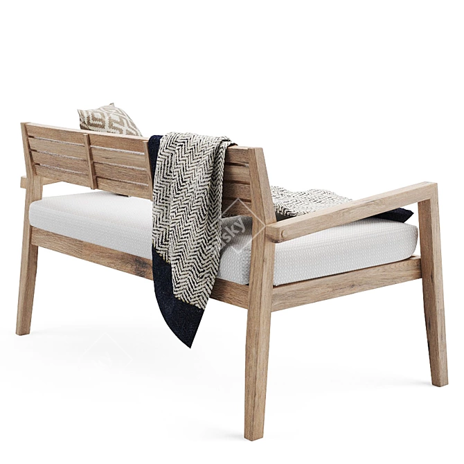 Rustic Clodie Bench: Versatile, Realistic Design 3D model image 9