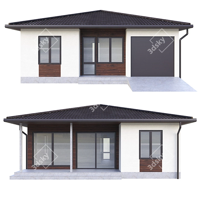 Modern Style Single-Storey Cottage 3D model image 1