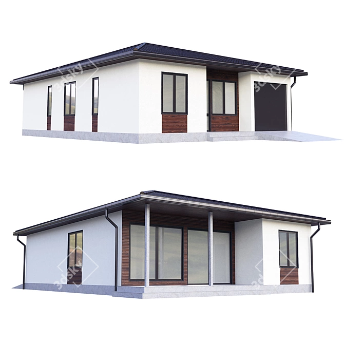 Modern Style Single-Storey Cottage 3D model image 3