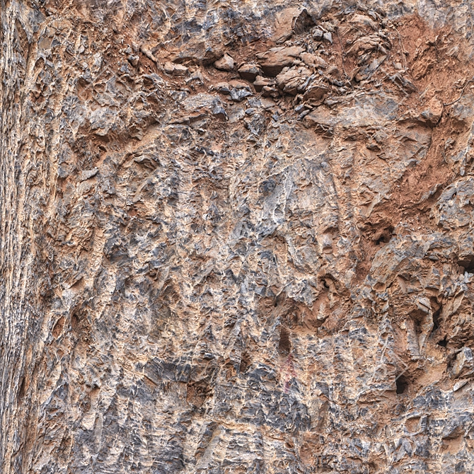 8K Stone Wall Cliff Texture 3D model image 3