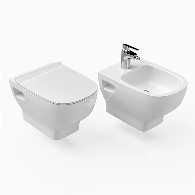 Delafon Struktura Toilet & Bidet 3D model image 1