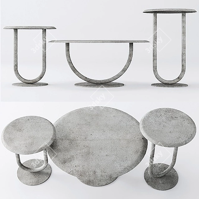 Modern Concrete Wire Tables 3D model image 2