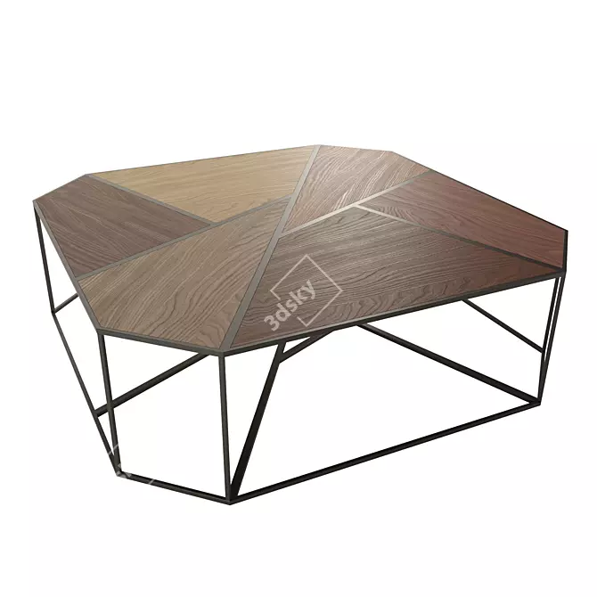 Metal and Wood Coffee Table 3D model image 2