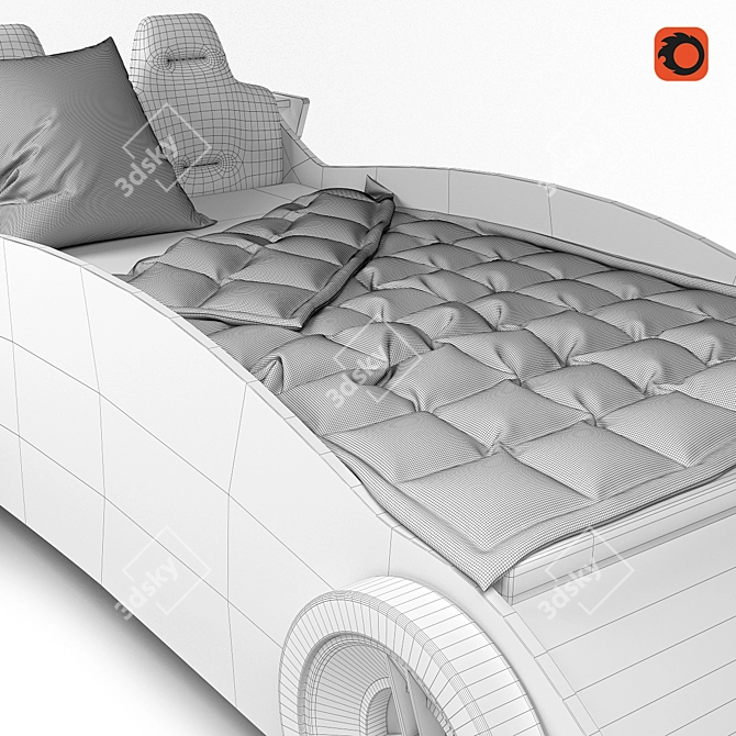 Formula Teen Car Bed with Underbed Storage 3D model image 4