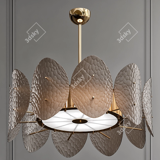 Murano Pink Glass Midcentury Chandelier 3D model image 1