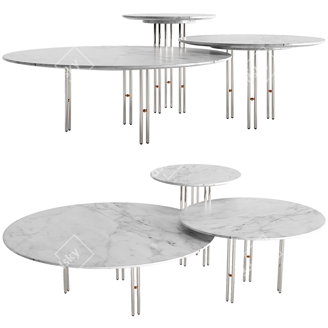 GUBI IOI Marble Coffee Table Set 3D model image 2