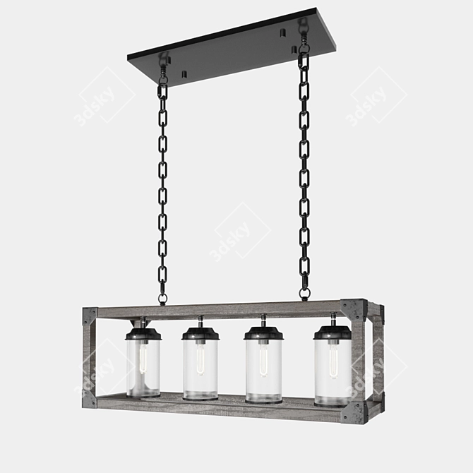 Sleek Rectangle Pendant Chandelier 3D model image 1