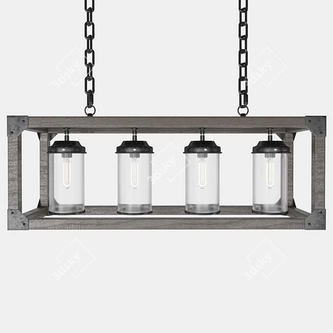 Sleek Rectangle Pendant Chandelier 3D model image 2