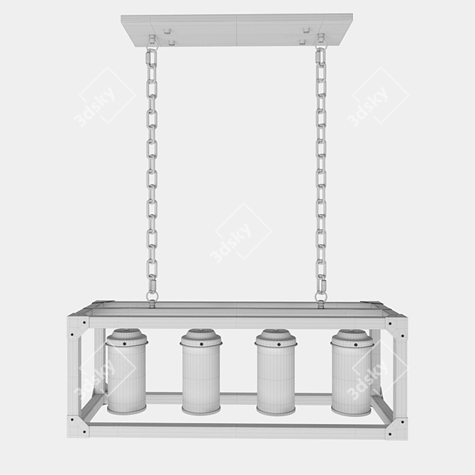 Sleek Rectangle Pendant Chandelier 3D model image 4