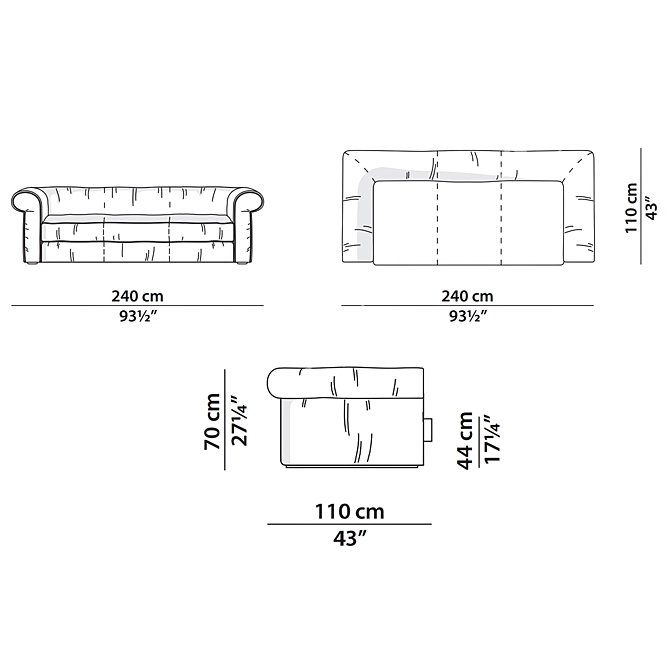 Alfred Baxter Sofa: Stylish and Spacious 3D model image 4