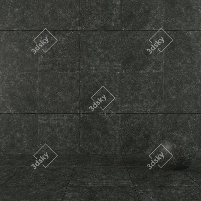 KIBO Black Stone Wall Tiles: Multi-Texture 3D Render 3D model image 1