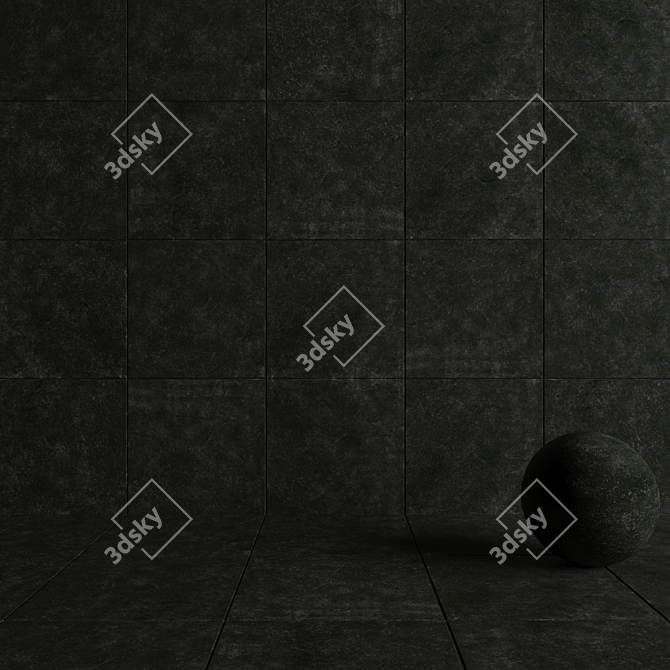 KIBO Black Stone Wall Tiles: Multi-Texture 3D Render 3D model image 4