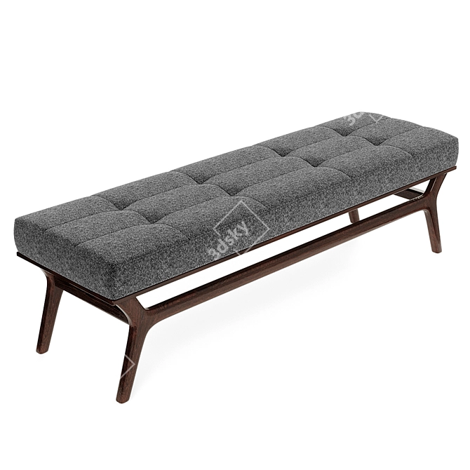 Verona Upholstered Walnut Bench 3D model image 3