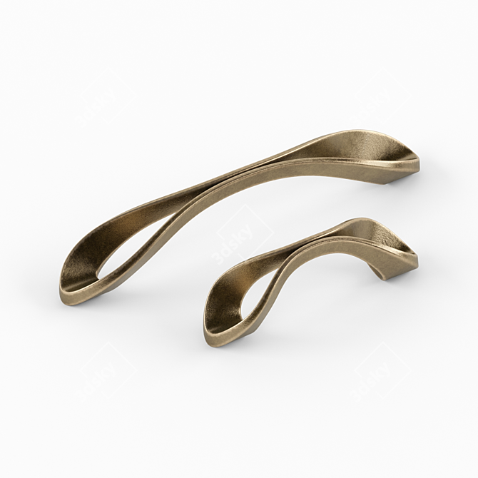 Vintage Brass Furniture Handles 3D model image 1