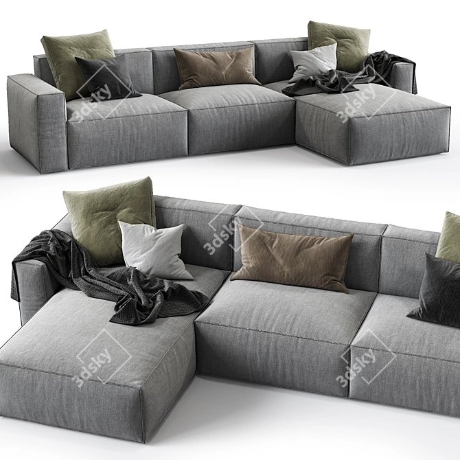 Elise Stretch Leather Sofa - Modern Comfort in Your Living Room 3D model image 1