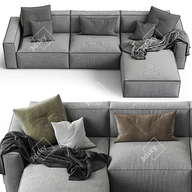Elise Stretch Leather Sofa - Modern Comfort in Your Living Room 3D model image 4