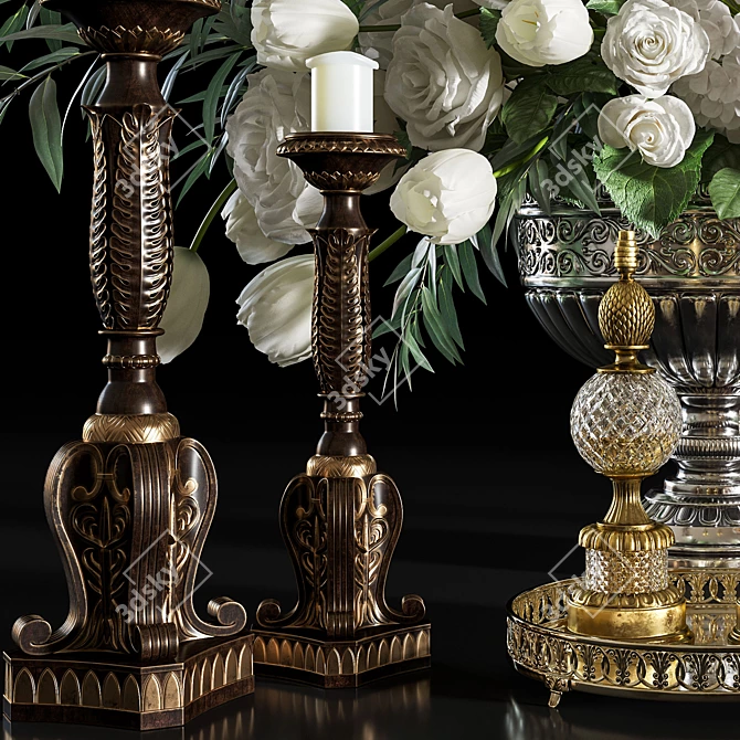 Antique Elegance: 28-Piece Decoration Set 3D model image 2