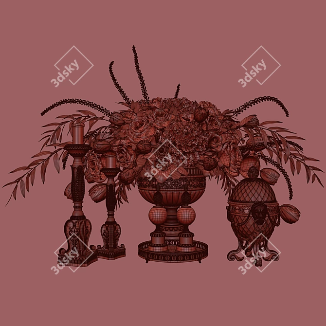 Antique Elegance: 28-Piece Decoration Set 3D model image 5