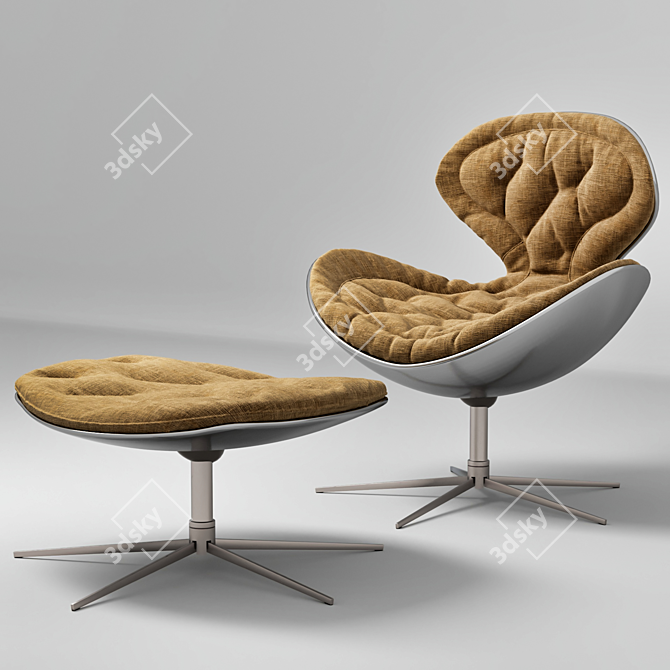 ComfortMax Armchair & Footstool 3D model image 3