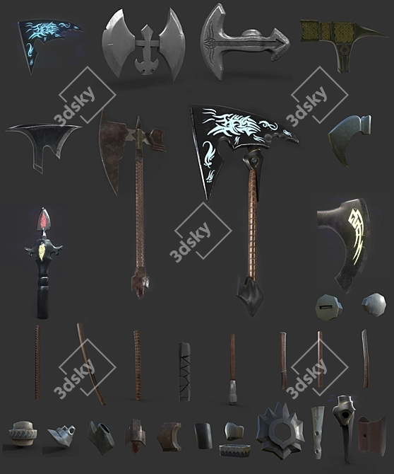 8-Blade Ax Kit: Versatile, High-Quality, PBR 3D model image 1