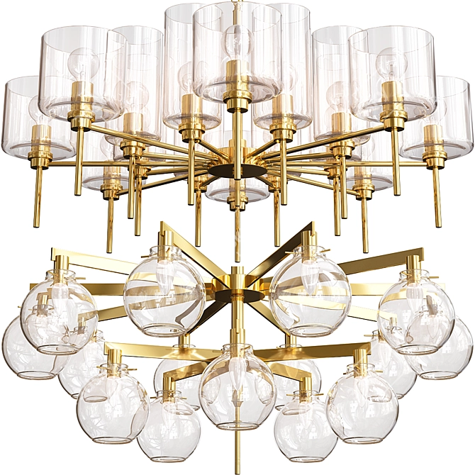 Elegant Globe Pendant Chandelier Set 3D model image 1