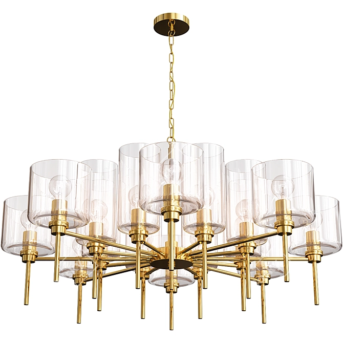 Elegant Globe Pendant Chandelier Set 3D model image 2