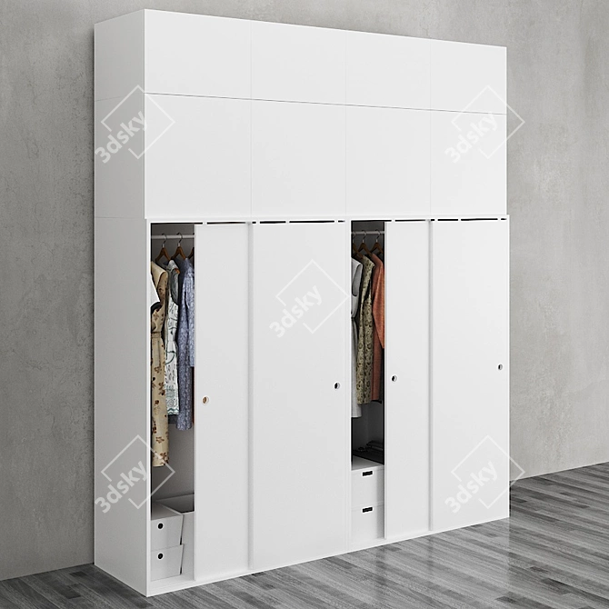 Ikea Ophus Sliding Door Wardrobe with 8 Drawers 3D model image 2