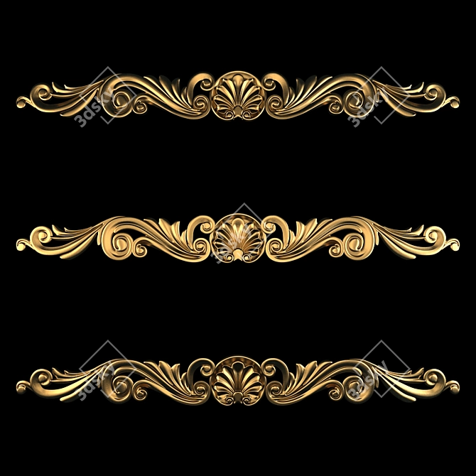 Elegant Gold Ornaments: 3Dmax2016 3D model image 3