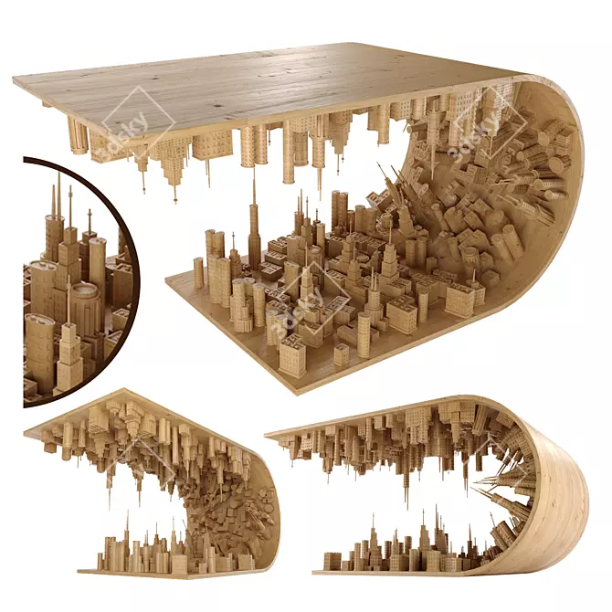 Bending Cityscape Coffee Table 3D model image 1