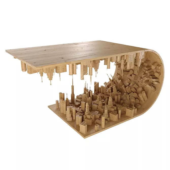 Bending Cityscape Coffee Table 3D model image 2