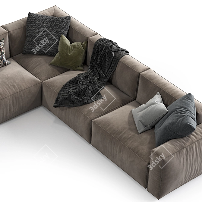 Modern Elise Stretch Leather Sofa 3D model image 3