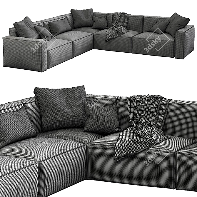 Modern Elise Stretch Leather Sofa 3D model image 4