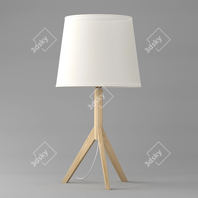 Minimalist Table Lamp: Faro Hat - Wood Base, Fabric Shade 3D model image 1