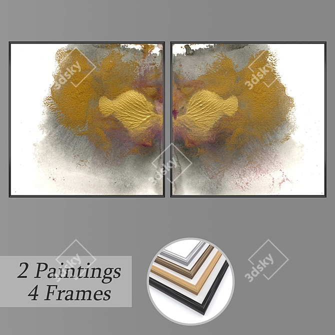 Elegant Wall Art Set with Multiple Frames 3D model image 1