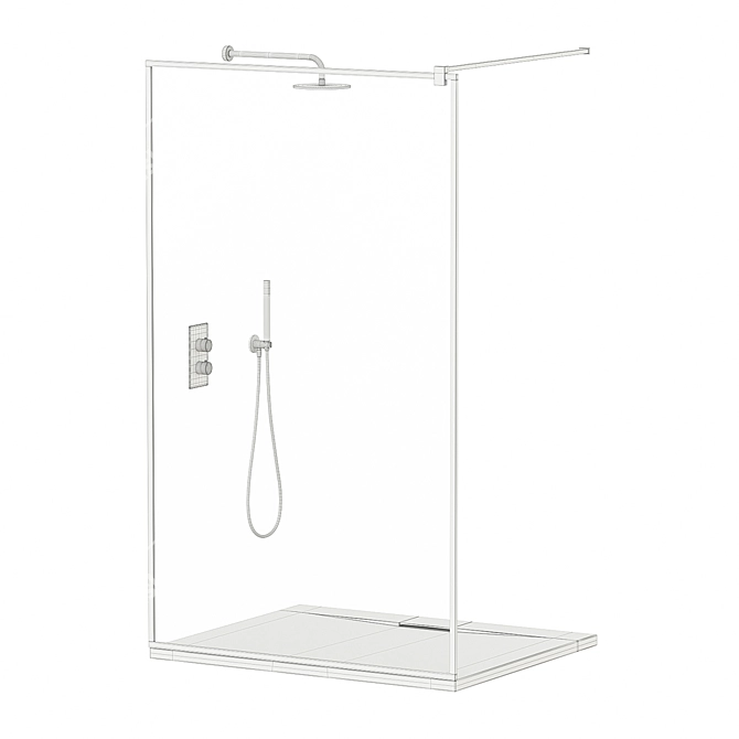 Modo New Black II Frame Shower Screen 3D model image 2