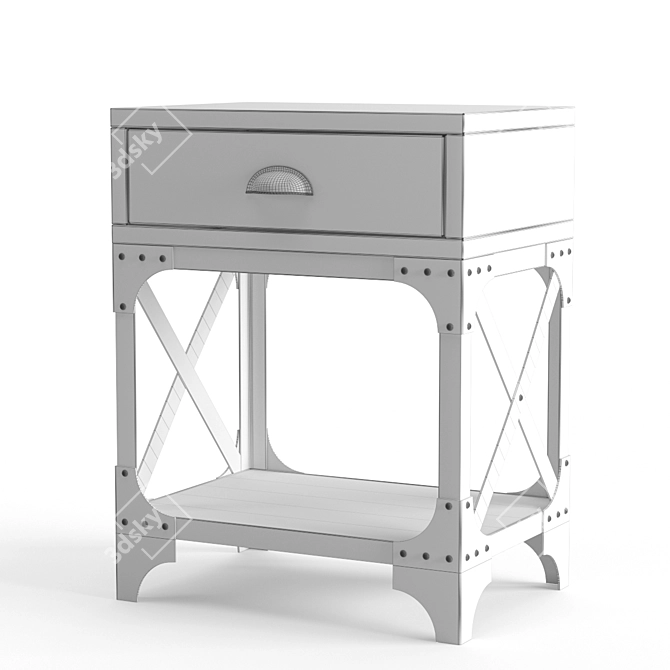 Vintage Industrial Side Table 3D model image 4