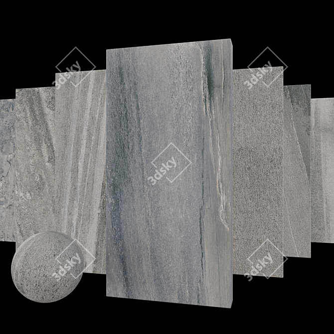 Santorini Fume Stone Set: Multi-Texture Tiles 3D model image 1