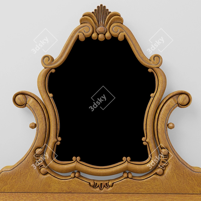 Elegant Oak Dressing Table with Stool 3D model image 3