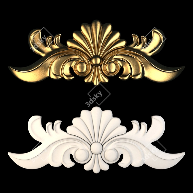 Gold-Gypsum Decorative Ornaments 3D model image 1