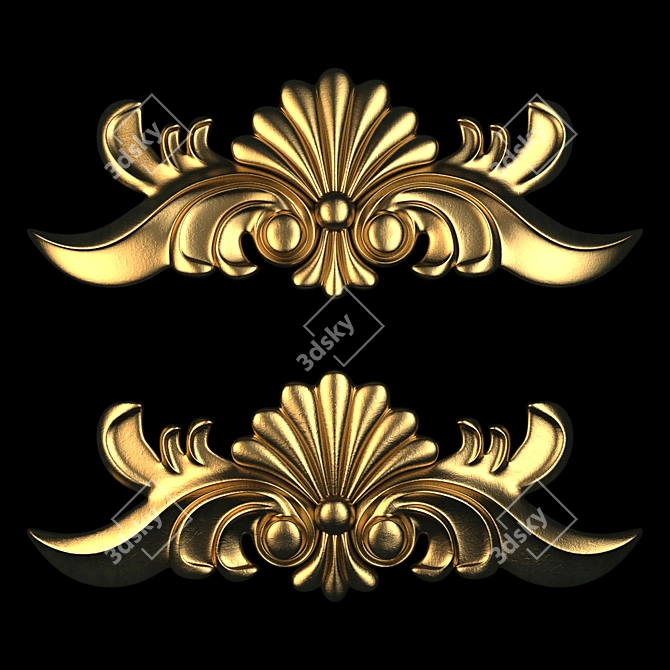 Gold-Gypsum Decorative Ornaments 3D model image 2