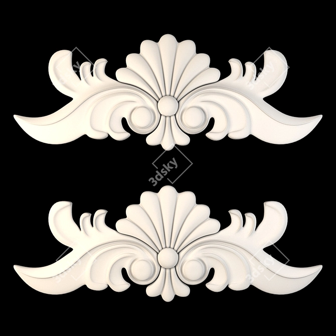 Gold-Gypsum Decorative Ornaments 3D model image 3