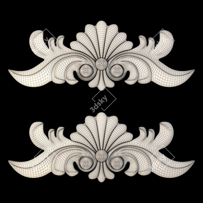 Gold-Gypsum Decorative Ornaments 3D model image 4