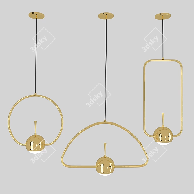 Modern Tollo Gold Pendant Lamp 3D model image 1