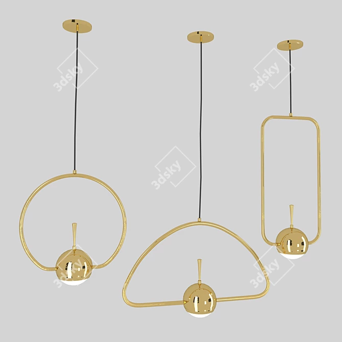 Modern Tollo Gold Pendant Lamp 3D model image 2