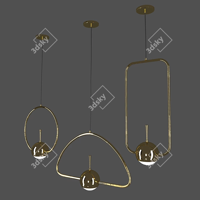 Modern Tollo Gold Pendant Lamp 3D model image 3