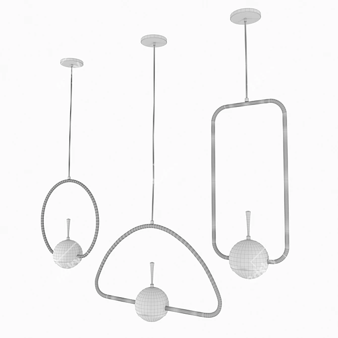 Modern Tollo Gold Pendant Lamp 3D model image 4