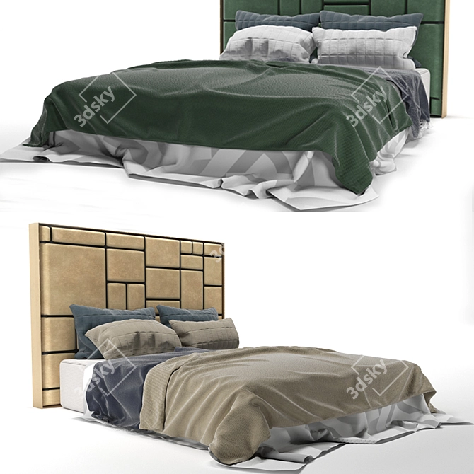 Mondrian-inspired Color Block Bed 3D model image 1